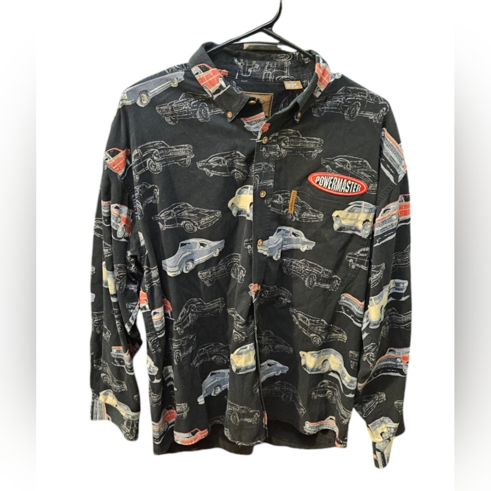 Clearwater Outfitters Long Sleeve Powermaster Muscle Car Button Up Shirt Size L